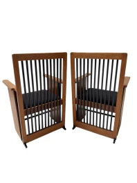 Two Art Deco Modernist High Back Armchairs by Architect Caspers, 1920s
